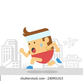 Man runs. Vector flat illustration