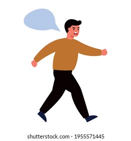 Man runs vector illustration. Running man in a flat style on a white background.