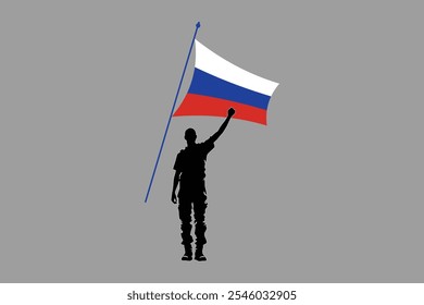 Um homem com bandeira da Rússia, Bandeira da Rússia símbolo nacional país ilustração Vetor, Retângulo Rússia bandeira ilustração, Vetor plano ilustração
