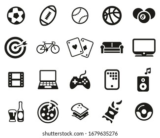 Man s Favorite Activities Icons Black & White Set Big