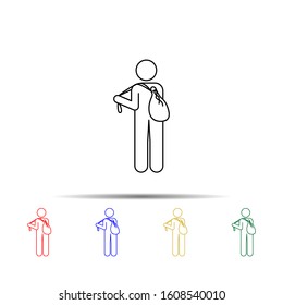 man with sack multi color style icon. Simple thin line, outline vector of vmle bag and luggage icons for ui and ux, website or mobile application