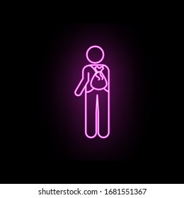 Man with sack neon icon. Simple thin line, outline vector of male bag and luggage icons for ui and ux, website or mobile application