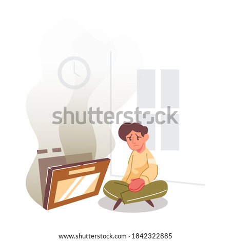 man sad because overcook vector illustration. flat style design