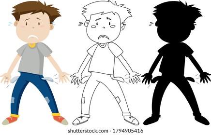 Man sad disappointed with its outline and silhouette illustration