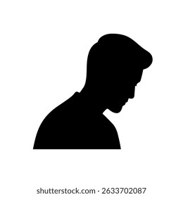 Man With Sad Face silhouette vector flat illustration design.