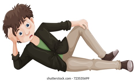 Hombre con cara triste en su ilustración