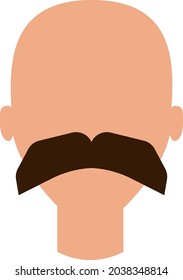 Hombre con bigotes tristes, ilustración, vector, sobre fondo blanco.