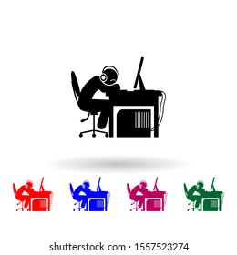 Man sad tired multi color icon. Simple glyph, flat vector of gamer icons for ui and ux, website or mobile application