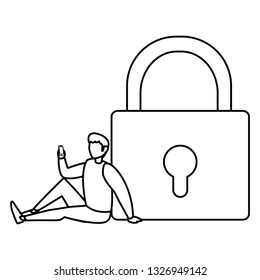 man with safe secure padlock