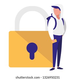 man with safe secure padlock