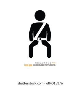 Man with safety belt.Vector illustration.