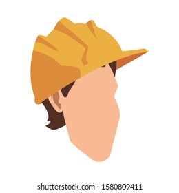 man with safety helmet icon over white background, vector illustration