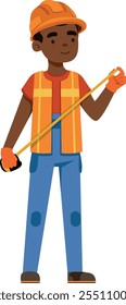 A man in a safety vest holding a tape measure