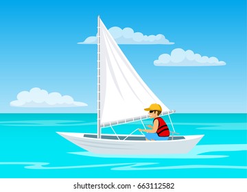 Man sailing on a sailboat