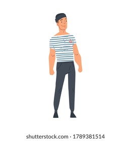 Man Sailor, Seaman Character in Uniform and Cap Vector Illustration on White Background