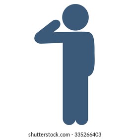 Man Salute vector icon. Style is flat symbol, blue color, rounded angles, white background.