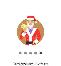 Man in Santa costume with letter