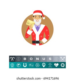 Man in Santa costume with letter