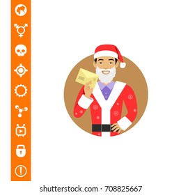 Man in Santa costume with letter