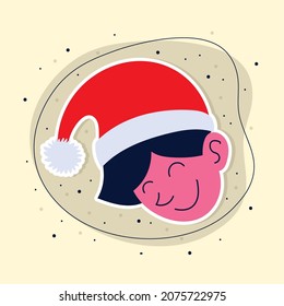 man with santa hat icon