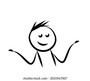 The man is satisfied on a white background. Sketch. Vector illustration.