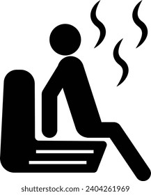 man in sauna icon. Sauna with dry heat sign. Steam room symbol. flat style.