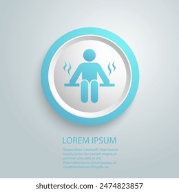 Hombre en la silueta de sauna Vector azul icono aislado. spa y sauna icono