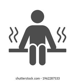 hombre en el icono del vector de silueta de sauna aislado en blanco. icono spa y sauna para web, aplicaciones móviles, diseño e impresión de ui