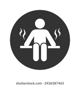 Man in sauna silhouette vector icon isolated on white. spa and sauna icon