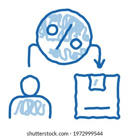Man Save Percent sketch icon vector. Hand drawn blue doodle line art Man Save Percent isometric sign. isolated symbol illustration