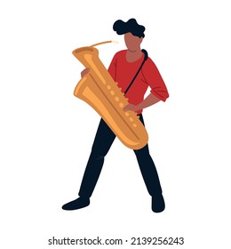 man with saxophone isolated icon