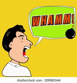 Man say whamm! with Comic Speech Bubbles