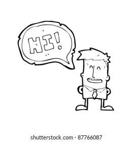 hombre diciendo "hi" caricatura