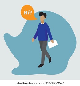 man saying hi clipart illustration icon royalty free vector file
