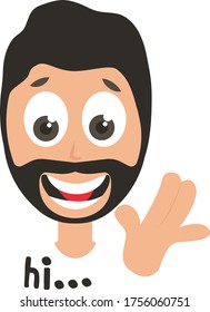 Man saying hi, illustration, vector on white background