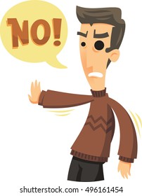 man saying no cartoon illustration