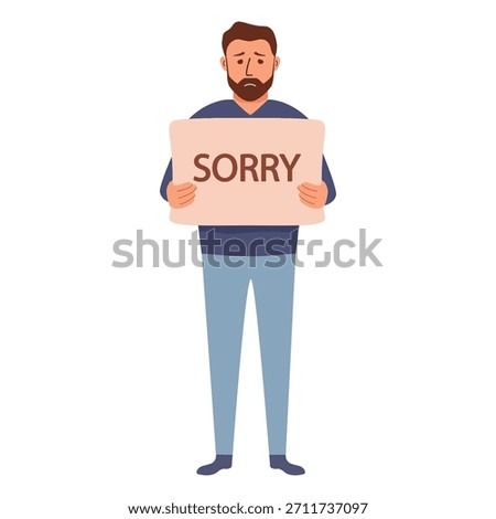 Man saying sorry. Please forgive me.National Sorry Day.Apologize card.Support websites.