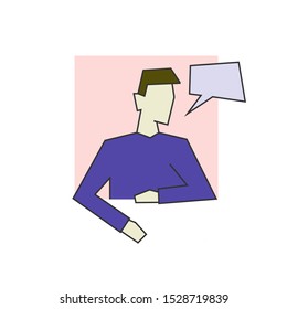 Man sayis from square hole vector illustration