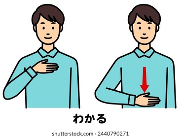 A man says "I understand" in sign language　Translation :I understand