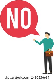 man says no. Symbol of refusal, rejecting abuse, harassment and violence. Vector illustration concept.

