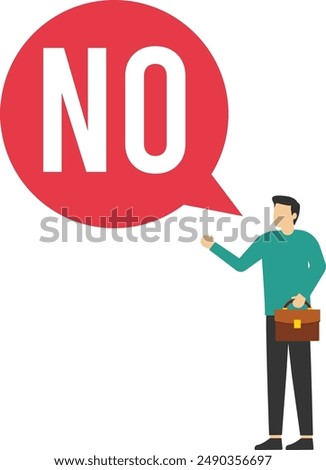 man says no. Symbol of refusal, rejecting abuse, harassment and violence. Vector illustration concept.

