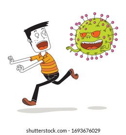 man is scared by bad ugly virus