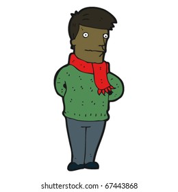 man in scarf cartoon