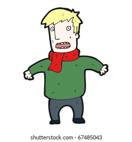 caricatura de hombre con bufanda