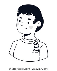 man with scarf doodle icon isolated illustration