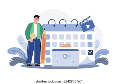 Man Scheduling A Podcast Release Date