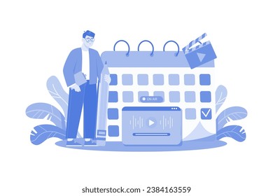 Man Scheduling A Podcast Release Date