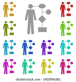 Man scheme multi color icon. Simple glyph, flat vector of people icons for UI and UX, website or mobile application on white background