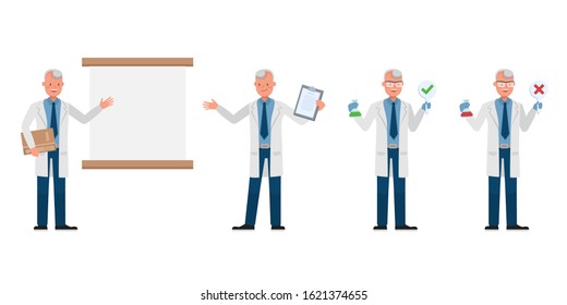 Man Scientist character vector design. Presentation in various action. no2