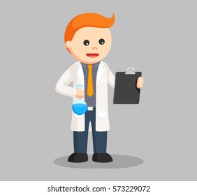 man scientist checking his work